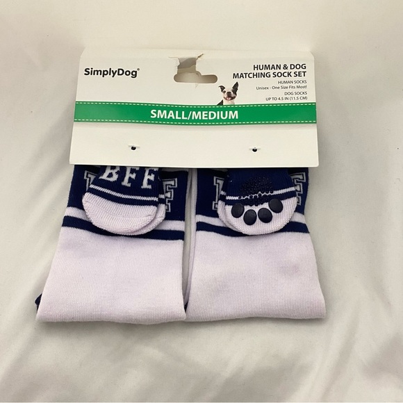 SimplyDog Matching White Navy BFF Human & Dog Socks Dog Sz Small Medium - Picture 9 of 12